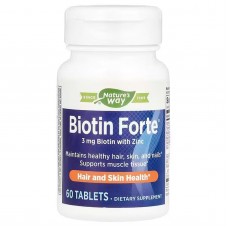 Биотин форте с цинком, Biotin Forte® with Zinc, Nature's Way, 3 мг, 60 таблеток