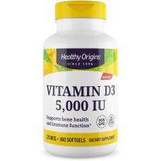 Витамин D3, Vitamin D3, Healthy Origins, 5000 МЕ, 360 гелевых капсул
