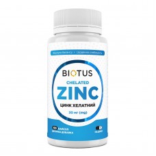 Хелатный цинк, Chelated Zinc, Biotus, 30 мг, 100 капсул