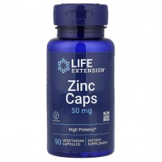 Цинка цитрат, Zinc Caps, Life Extension, высокоэффективный, 50 мг, 90 вегетарианских капсул