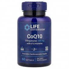 Коэнзим CoQ10 (убихинон) с d-лимоненом, CoQ10 Ubiquinone with d-Limonene, Life Extension, 100 мг, 60 гелевых капсул