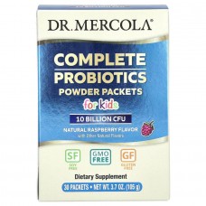 Пробіотики для дітей, Complete Probiotics, Dr. Mercola, порошок, 10 млрд КУО, смак малини, 30 пакетів по 3.5 г кожен