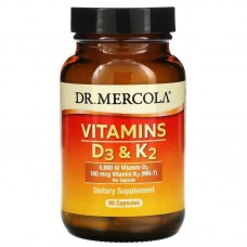 Витамины D3 и К2, Vitamins D3 & K2, Dr. Mercola, 5,000 МЕ, 90 капсул