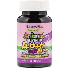 Пробиотики для детей, AcidophiKidz, Nature's Plus, Animal Parade, вишневый вкус, 90 жевательных конфет в форме животных