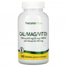 Кальций, магний и витамин D3 и K2, Cal/Mag/Vit D3, Vitamin K2, Nature's Plus, 180 таблеток