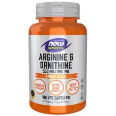 Аргинин и орнитин, Arginine & Ornithine, NOW Foods, Sports, 500 мг/250 мг, 100 вегетарианских капсул