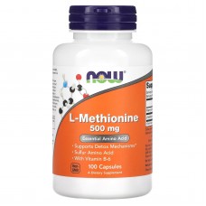 Метионин, L-Methionine, Now Foods, 500 мг, 100 капсул.