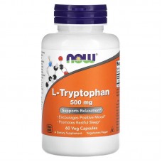 Триптофан, L-Tryptophan, Now Foods, 500 мг, 60 капсул