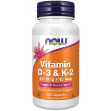 Вітамін D3 та К2, Vitamin D-3 & K-2, Now Foods, 120 капсул