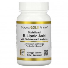 Стабілізована R-ліпоєва кислота California Gold Nutrition Stabilized R-Lipoic Acid, 30 Veggie Capsules California Gold Nutrition