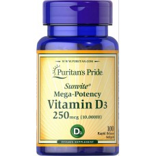 Витамин D3 Puritan's Pride Vitamin D3 10000iu 100 Softgels Puritan's Pride