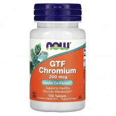 Хром, GTF Chromium, Now Foods, 200 мкг, 100 таблеток