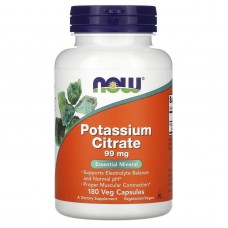 Калій цитрат, Potassium Citrate, Now Foods, 99 мг, 180 вегетаріанських капсул