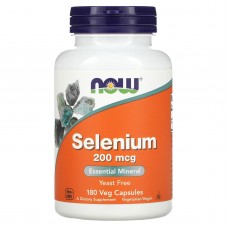 Селен, Selenium, Now Foods, 200 мкг, 180 вегетаріанських капсул