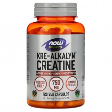 Креатин, Kre-Alkalyn Creatine, Now Foods, Sports, 750 мг, 120 вегетарианских капсул