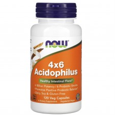Пробіотики, 4x6 Acidophilus, Now Foods, 120 рослинних капсул