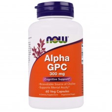 Альфа (гліцерофосфохолін), Alpha GPC, Now Foods, 300 мг, 60 вегетаріанських капсул