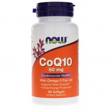 Коензим Q10 з риб"ячим жиром Омега-3, CoQ10 with Omega-3 Fish Oil, Now Foods, 60 мг, 60 гелевих капсул