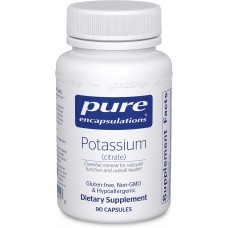 Калій (цитрат), Potassium (citrate), Pure Encapsulations, для підтримки функцій нервів та м'язів, надниркових залоз, гормонів, здоров'я серця та енергії, 90 капсул