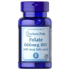 Фолієва кислота, Folic Acid, Puritan's Pride, 400 мкг, 250 таблеток