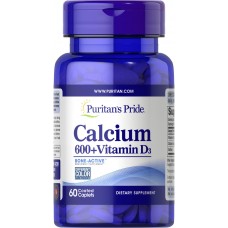 Кальций карбонат + витамин D, Calcium + Vitamin D, Puritan's Pride, 600 мг / 125 мкг (125 МЕ), 60 каплет