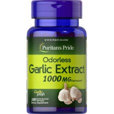 Чеснок, Odorless Garlic, Puritan's Pride, без запаха, 1000 мг, 100 гелевых капсул быстрого высвобождения