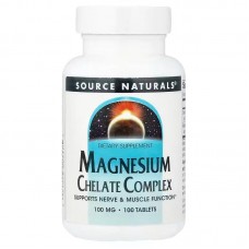 Магний хелат, Magnesium Chelate, Source Naturals, 100 мг, 100 таблеток