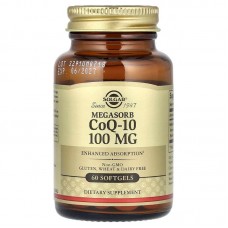 Коэнзим CoQ-10, Megasorb CoQ-10, Solgar, 100 мг, 60 гелевых капсул