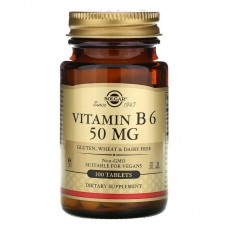 Витамин В6, Vitamin B6, Solgar, 50 мг, 100 таблеток
