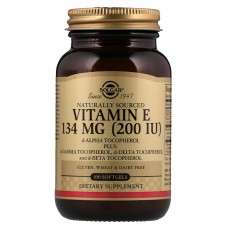 Витамин Е, Vitamin E, Solgar, натуральный, 134 мг (200 МЕ), 100 гелевых капсул