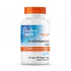 Бенфотиамин, Benfotiamine 150 with BenfoPure™, Doctor's Best, с BenfoPure™, 150 мг, 120 веганских капсул