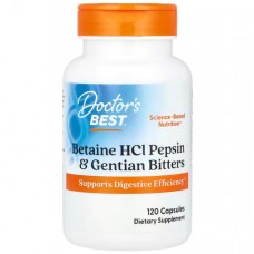 Бетаїн гідрохлорид + пепсин, Betaine HCL Pepsin, Doctor's Best, 120 капсул
