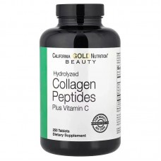Гідролізовані колагенові пептиди + вітамін С тип 1 і 3 California Gold Nutrition (Hydrolyzed Collagen Peptides + Vitamin C Type I & III) 6000 мг 250 таблеток