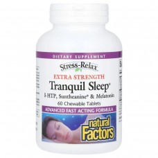 Добавка для сну і від стресу, Stress-Relax Extra Strength Tranquil Sleep, Natural Factors, 60 жувальних таблеток