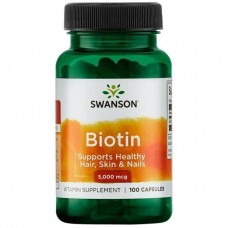 Біотин, Biotin, Swanson, 5000 мкг, 100 капсул
