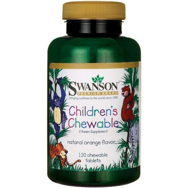 Вітаміни для дітей, Children's Chewable, Swanson, смак апельсину, 120 жувальних таблеток