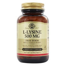 Лізин, L-Lysine, Solgar, 500 мг, 50 капсул