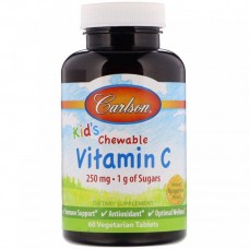 Жувальний вітамін С Kids Chewable Vitamin C Natural 250 mg 60 Tablets (Tangerine) Carlsson