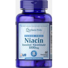 Ніацин Niacin 1000 mg Flush Free (as Inositol Nicotinate) 60caps Puritan's Pride
