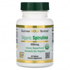 Органічна спіруліна Organic Spirulina USDA Certified 500 mg 60 Tablets California Gold Nutrition