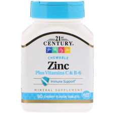 Zinc Plus Vitamins C & B-6 Cherry Flavor 90 Chewable Tablets 21st Century