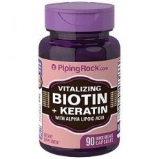 Biotin 5000 mcg (5mg) Plus Keratin 90 Capsules Piping Rock