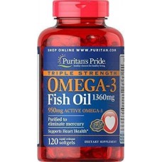 Риб'ячий Жир Omega-3 Fish Oil Triple Strength 1360 mg 120 Softgels Puritan's Pride