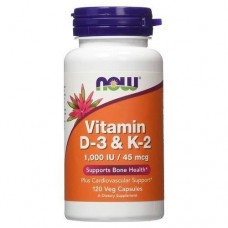 Vitamin D-3 & K-2 1000IU/45mcg 120 caps NOW