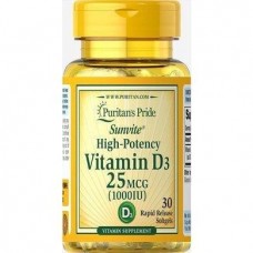 Вітаміни VITAMIN D3 тисячі IU Trial Size 30 Softgels Puritan's Pride