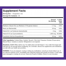 B-Complex Liquid Plus B-12 Sublingual, 1200 mcg, 59 ml Piping Rock
