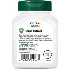 Garlic Extract, Standardized, 60 Enteric Coated Tablets 21st Century