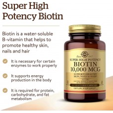 Biotin Super High Potency 10,000 mcg 60 Vegetable Capsules Solgar