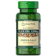 Натуральное льняное масло Natural Flax Oil 1200 mg 200 Rapid Release Softgels Puritan's Pride