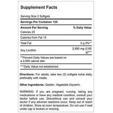 Соевый лецитин Puritan’s Pride Soy Lecithin 1325 mg 250 Softgels  Puritan's Pride